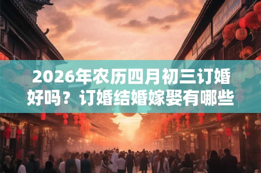 2026年农历四月初三订婚好吗?订婚结婚嫁娶有哪些禁忌? 2026年农历四月初三订婚好吗?订婚结婚嫁娶有哪些禁忌?