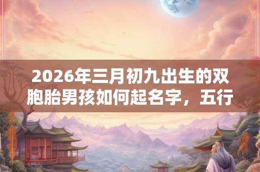 2026年三月初九出生的双胞胎男孩如何起名字，五行属什么