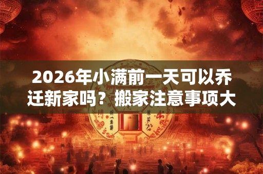 2026年小满前一天可以乔迁新家吗?搬家注意事项大全! 2026年小满前一天可以乔迁新家吗?搬家注意事项大全!