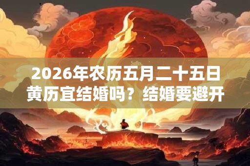 2026年农历五月二十五日黄历宜结婚吗?结婚要避开什么日子? 2026年农历五月二十五日黄历宜结婚吗?结婚要避开什么日子?