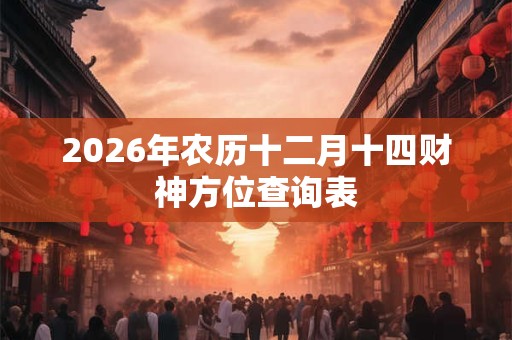 2026年农历十二月十四财神方位查询表
