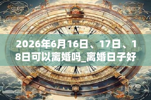 2026年6月16日、17日、18日可以离婚吗_离婚日子好吗 2026年6月16日、17日、18日可以离婚吗_离婚日子好吗