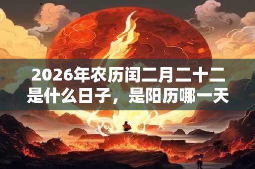 2026年农历闰二月二十二是什么日子,是阳历哪一天? 2026年农历闰二月二十二是什么日子,是阳历哪一天?