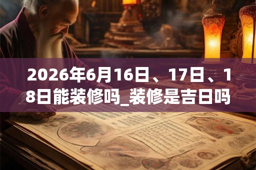 2026年6月16日、17日、18日能装修吗_装修是吉日吗