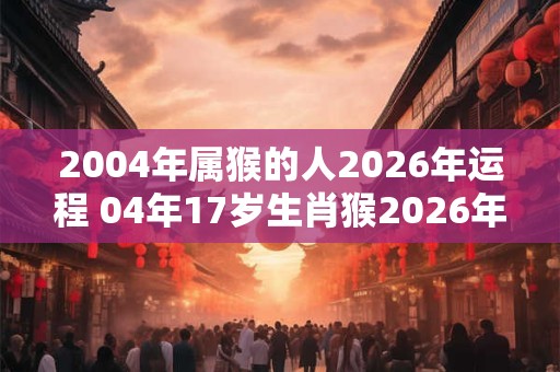 2004年属猴的人2026年运程 04年17岁生肖猴2026年运势