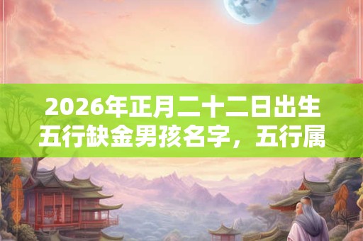 2026年正月二十二日出生五行缺金男孩名字，五行属金名字推荐