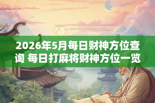 2026年5月每日财神方位查询 每日打麻将财神方位一览表 2026年5月每日财神方位查询 每日打麻将财神方位一览表