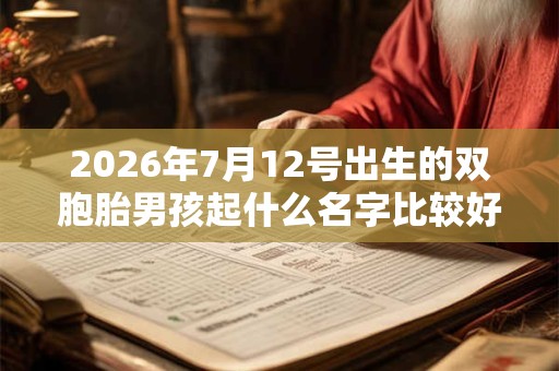 2026年7月12号出生的双胞胎男孩起什么名字比较好，五行属什么