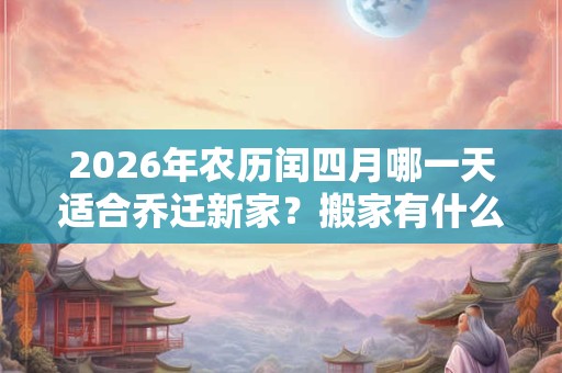2026年农历闰四月哪一天适合乔迁新家?搬家有什么讲究? 2026年农历闰四月哪一天适合乔迁新家?搬家有什么讲究?