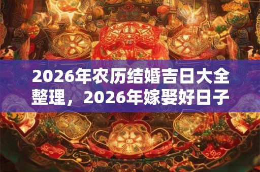 2026年农历结婚吉日大全整理，2026年嫁娶好日子