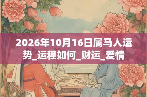 2026年10月16日属马人运势_运程如何_财运_爱情