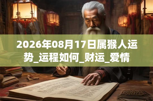 2026年08月17日属猴人运势_运程如何_财运_爱情 2026年08月17日属猴人运势_运程如何_财运_爱情