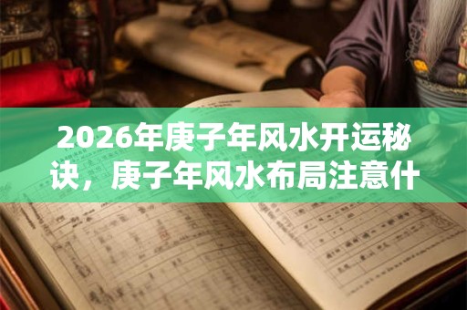 2026年庚子年风水开运秘诀，庚子年风水布局注意什么？