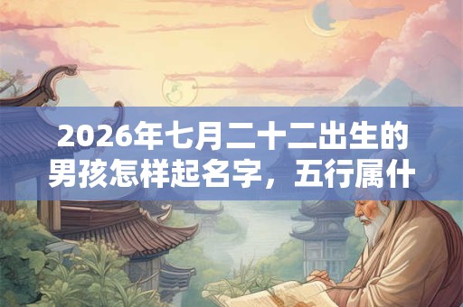 2026年七月二十二出生的男孩怎样起名字，五行属什么