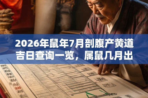 2026年鼠年7月剖腹产黄道吉日查询一览，属鼠几月出生好？