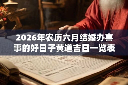 2026年农历六月结婚办喜事的好日子黄道吉日一览表！
