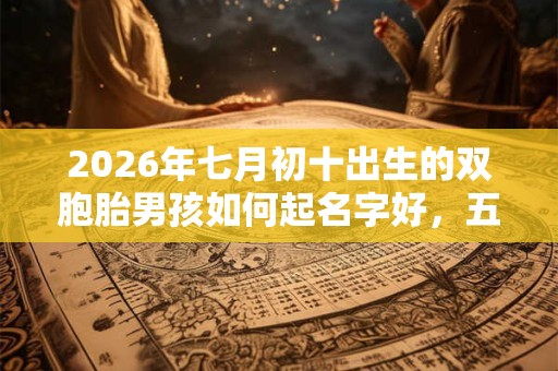 2026年七月初十出生的双胞胎男孩如何起名字好，五行属什么？