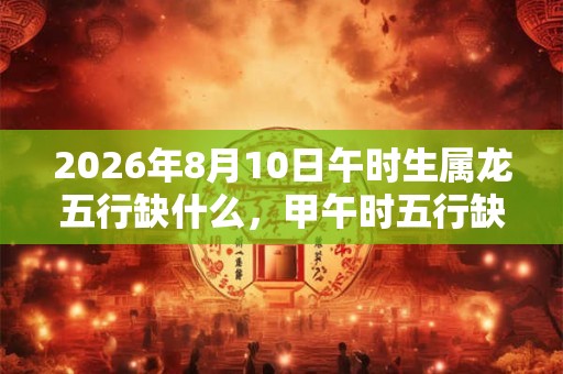 2026年8月10日午时生属龙五行缺什么，甲午时五行缺什么