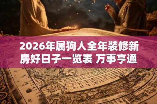 2026年属狗人全年装修新房好日子一览表 万事亨通装潢日 2026年属狗人全年装修新房好日子一览表 万事亨通装潢日
