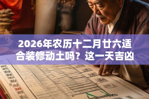 2026年农历十二月廿六适合装修动土吗?这一天吉凶事项是什么? 2026年农历十二月廿六适合装修动土吗?这一天吉凶事项是什么?