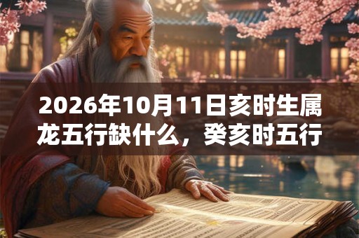2026年10月11日亥时生属龙五行缺什么，癸亥时五行缺什么
