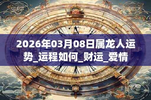 2026年03月08日属龙人运势_运程如何_财运_爱情