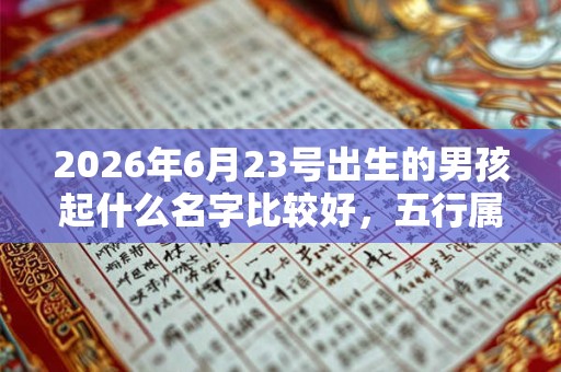 2026年6月23号出生的男孩起什么名字比较好，五行属什么
