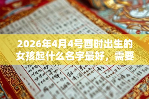 2026年4月4号酉时出生的女孩起什么名字最好,需要注意哪些? 2026年4月4号酉时出生的女孩起什么名字最好,需要注意哪些?