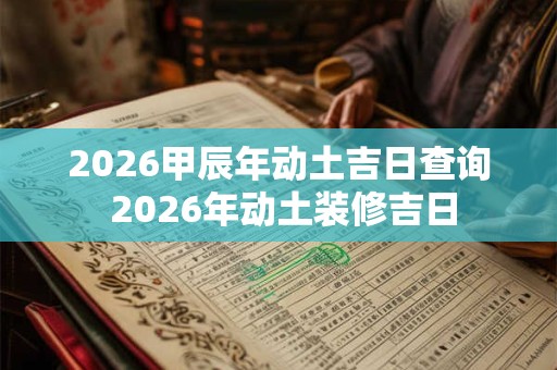 2026甲辰年动土吉日查询 2026年动土装修吉日