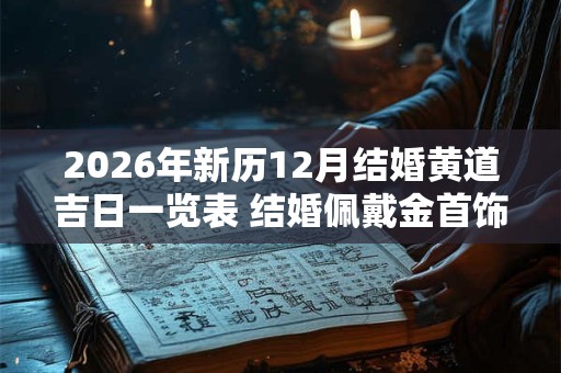 2026年新历12月结婚黄道吉日一览表 结婚佩戴金首饰的寓意! 2026年新历12月结婚黄道吉日一览表 结婚佩戴金首饰的寓意!