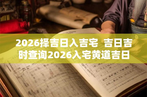 2026择吉日入吉宅  吉日吉时查询2026入宅黄道吉日查询