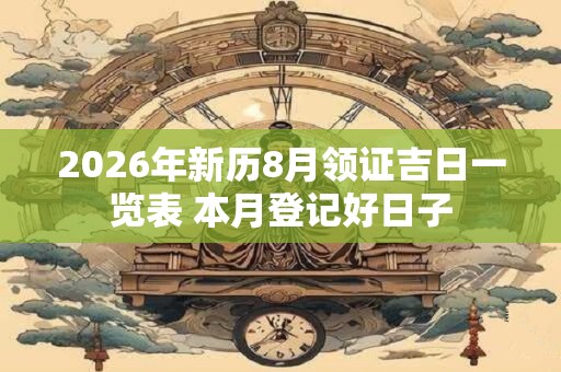 2026年新历8月领证吉日一览表 本月登记好日子