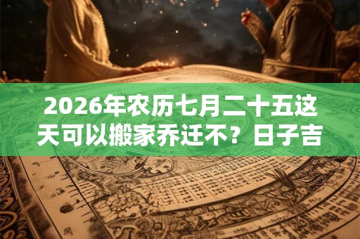 2026年农历七月二十五这天可以搬家乔迁不？日子吉利吗