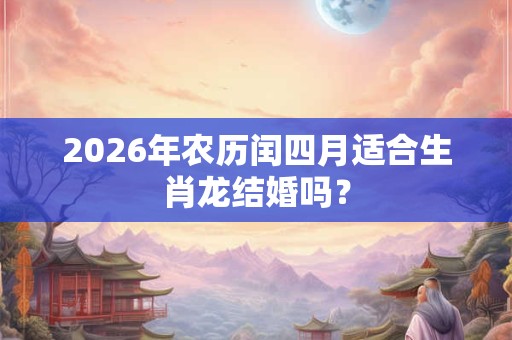 2026年农历闰四月适合生肖龙结婚吗？