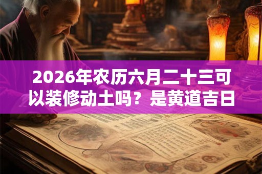 2026年农历六月二十三可以装修动土吗？是黄道吉日吗？