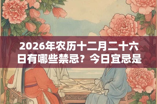 2026年农历十二月二十六日有哪些禁忌?今日宜忌是什么? 2026年农历十二月二十六日有哪些禁忌?今日宜忌是什么?