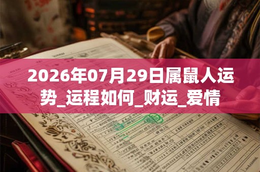 2026年07月29日属鼠人运势_运程如何_财运_爱情