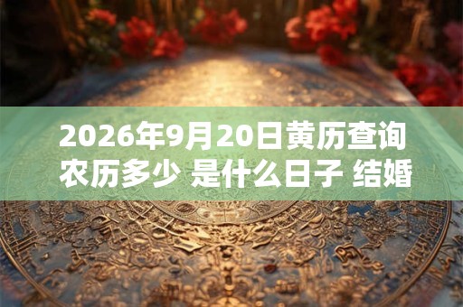 2026年9月20日黄历查询 农历多少 是什么日子 结婚吉时 2026年9月20日黄历查询 农历多少 是什么日子 结婚吉时