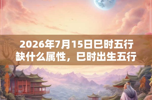 2026年7月15日巳时五行缺什么属性，巳时出生五行缺什么