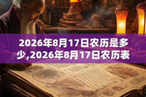 2026年8月17日农历是多少,2026年8月17日农历表 2026年8月17日农历是多少,2026年8月17日农历表