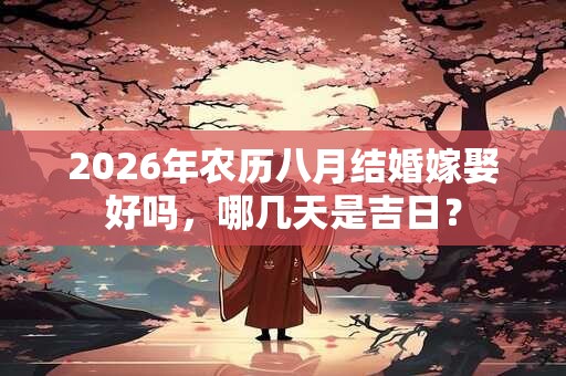 2026年农历八月结婚嫁娶好吗,哪几天是吉日? 2026年农历八月结婚嫁娶好吗,哪几天是吉日?
