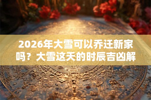 2026年大雪可以乔迁新家吗?大雪这天的时辰吉凶解析 2026年大雪可以乔迁新家吗?大雪这天的时辰吉凶解析