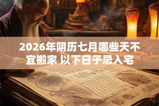 2026年阴历七月哪些天不宜搬家 以下日子忌入宅