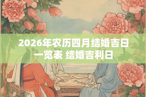 2026年农历四月结婚吉日一览表 结婚吉利日 2026年农历四月结婚吉日一览表 结婚吉利日