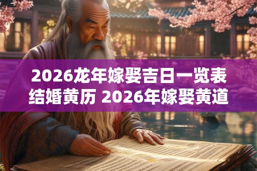 2026龙年嫁娶吉日一览表结婚黄历 2026年嫁娶黄道吉日