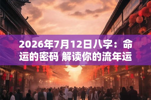2026年7月12日八字：命运的密码 解读你的流年运势！