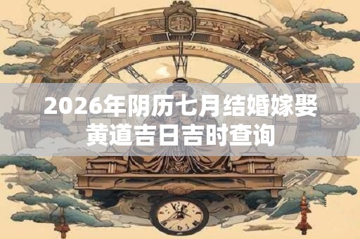 2026年阴历七月结婚嫁娶黄道吉日吉时查询 2026年阴历七月结婚嫁娶黄道吉日吉时查询