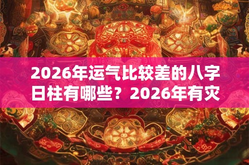 2026年运气比较差的八字日柱有哪些？2026年有灾祸的日柱