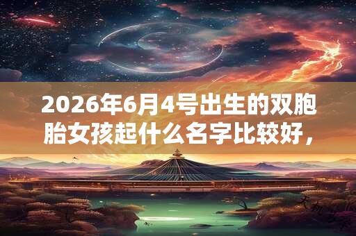 2026年6月4号出生的双胞胎女孩起什么名字比较好,五行属什么? 2026年6月4号出生的双胞胎女孩起什么名字比较好,五行属什么?