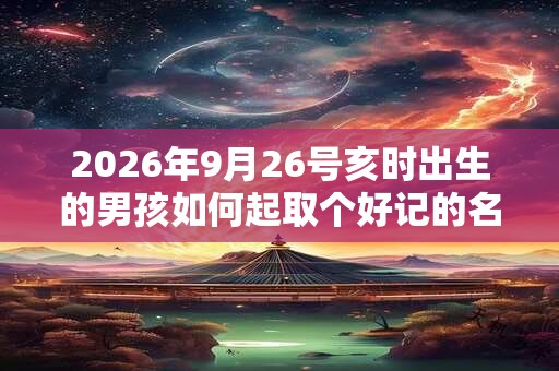 2026年9月26号亥时出生的男孩如何起取个好记的名字，五行属什么